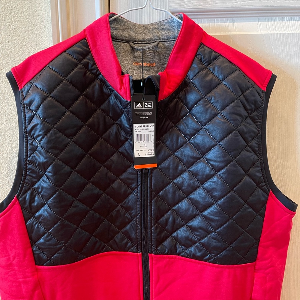 Adidas Climaheat Insulated Quilted Mens Golf Thermal Vest Ray Red/Black Large